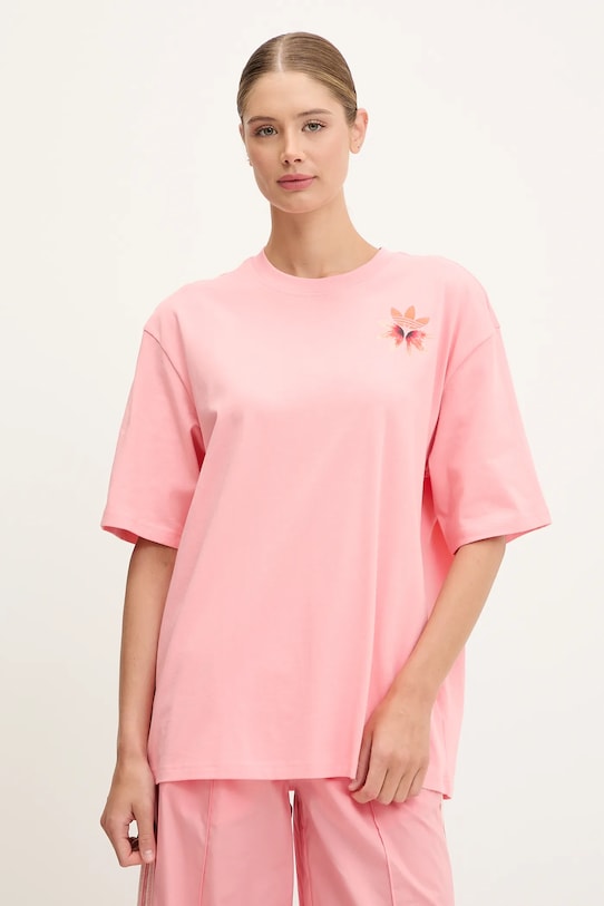 Хлопковая футболка adidas Originals GFX Tee узор розовый KC0679