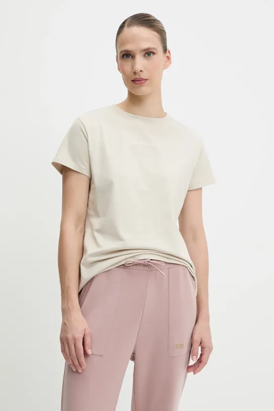 Didriksons t-shirt bawełniany INGARÖ nadruk beżowy 505542