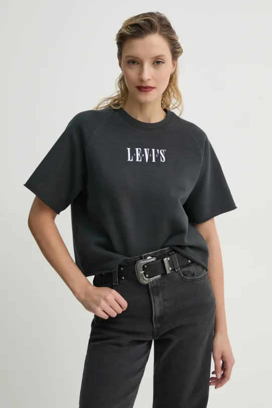 Levi's t-shirt bawełniany GR DIANA SS SWEATSHIRT aplikacja szary 001JX