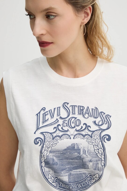 Levi's top bawełniany GR BOXY TANK biały 001MW