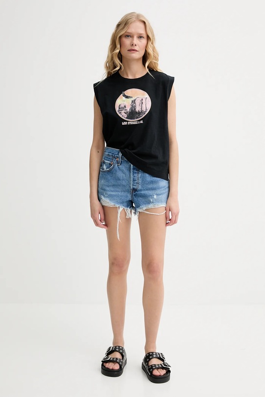 Levi's top din bumbac GR BOXY TANK 001MW negru SS25