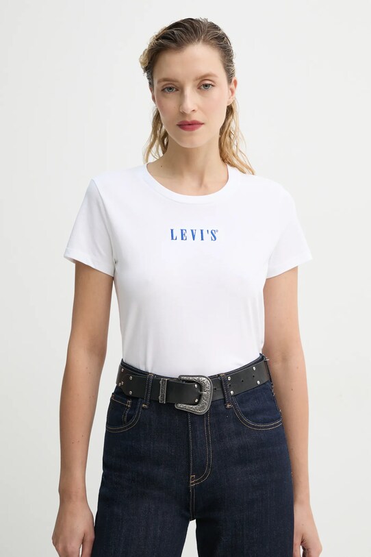 Bavlnené tričko Levi's THE PERFECT TEE potlač biela 17369.