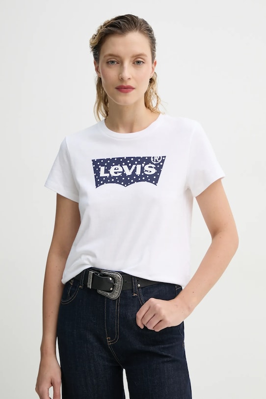 Bavlnené tričko Levi's THE PERFECT TEE potlač biela 17369.