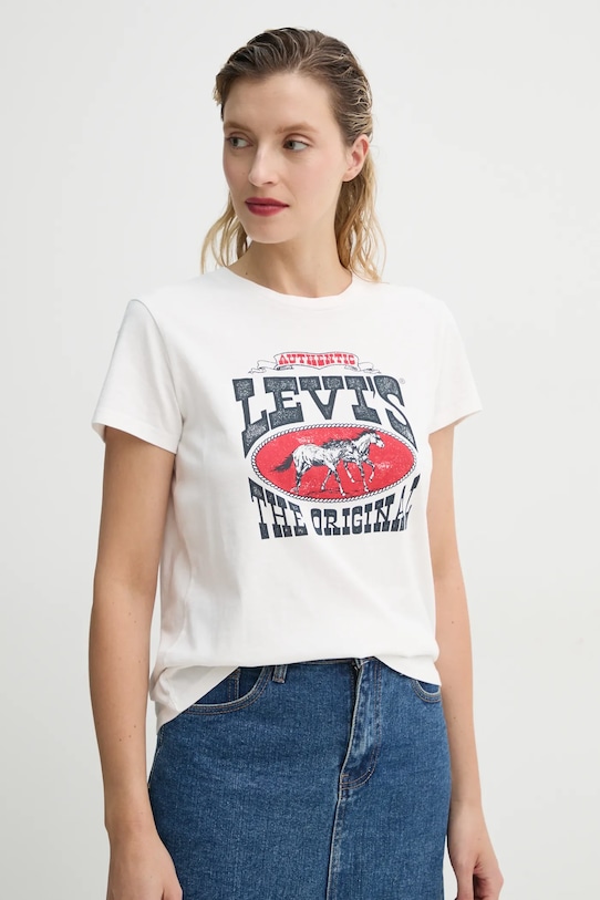 Levi's tricou din bumbac THE PERFECT TEE print bej 17369.