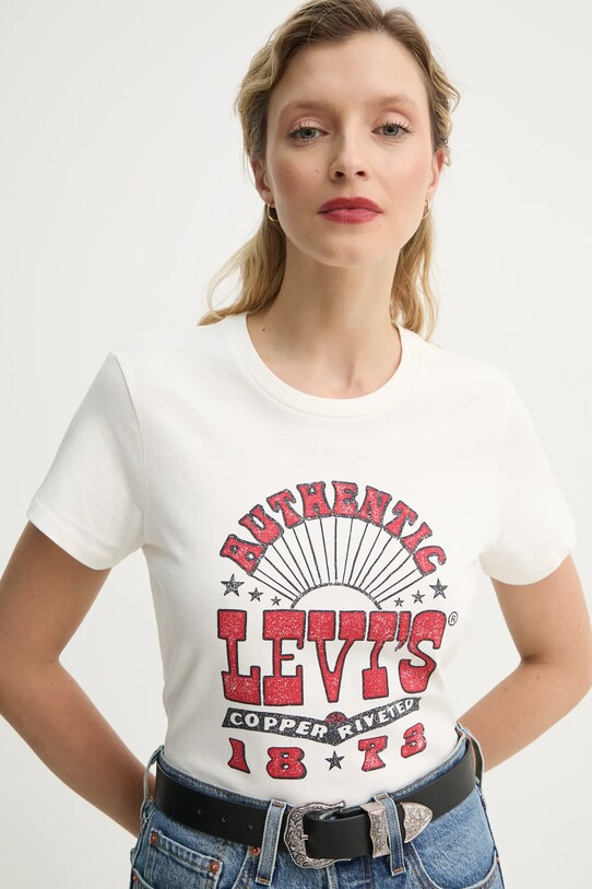 Levi's pamut póló THE PERFECT TEE bézs 17369.