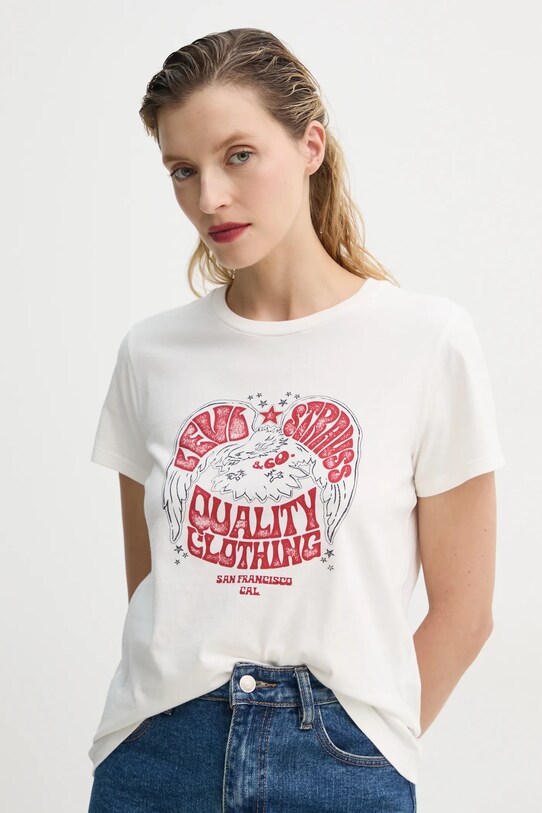 Levi's tricou din bumbac THE PERFECT TEE print bej 17369.