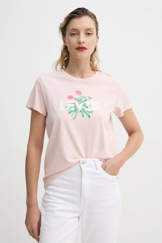 Levi's tricou din bumbac THE PERFECT TEE print roz 17369.