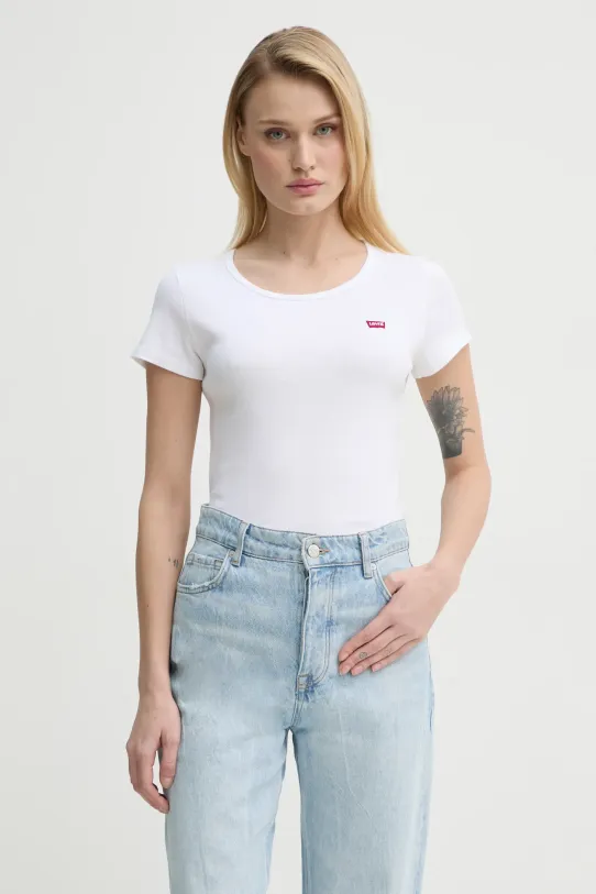 Pamučna majica Levi's 2PACK CREWNECK TEE 2-pack bez uzorka bijela 74856