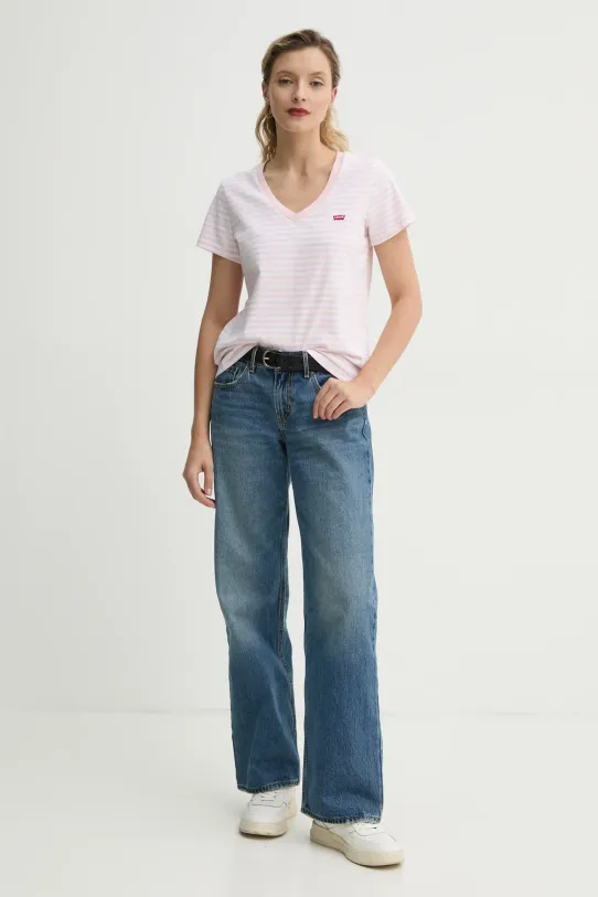 Levi's t-shirt bawełniany LSE_PERFECT VNECK A3170 różowy SS25