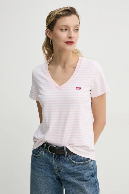 Levi's t-shirt bawełniany LSE_PERFECT VNECK różowy A3170