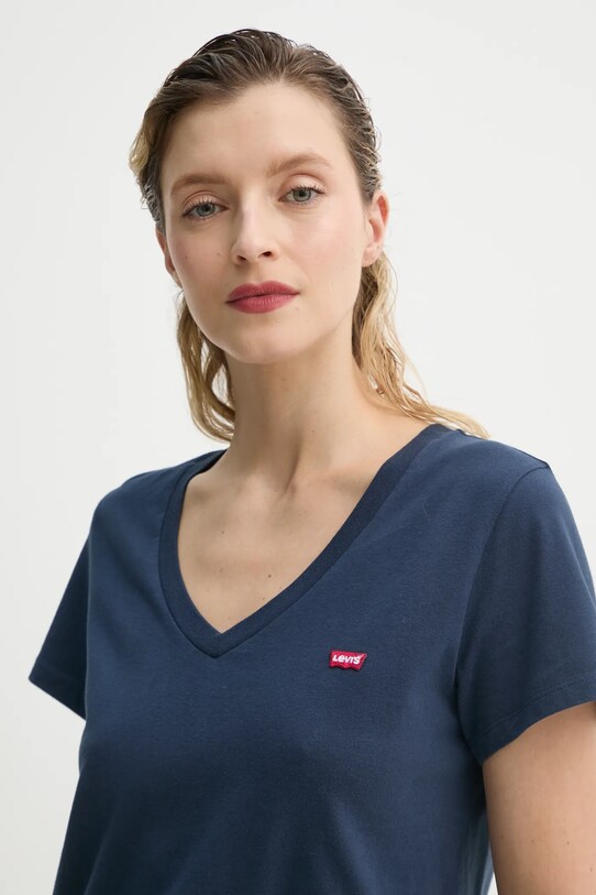 Levi's t-shirt bawełniany LSE_PERFECT VNECK granatowy A3170