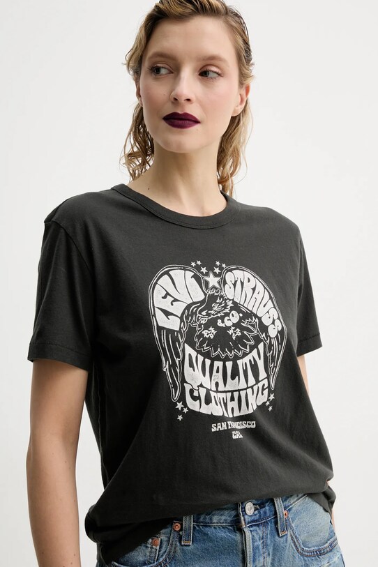 Levi's tricou din bumbac GRAPHIC ICONIC TEE gri A8802