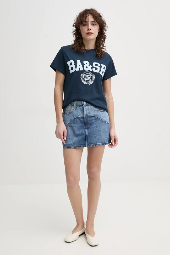 BA&SH t-shirt bawełniany IONI 1E25IONI granatowy SS25