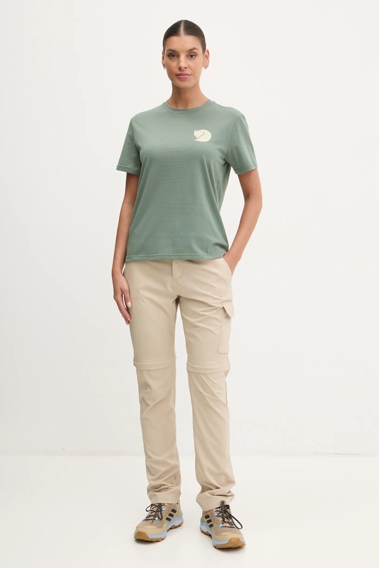 Fjallraven t-shirt sportowy Walk With Nature F14600171 zielony SS25