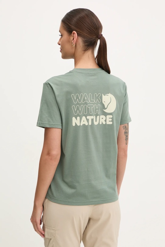 Odzież Fjallraven t-shirt sportowy Walk With Nature F14600171 zielony