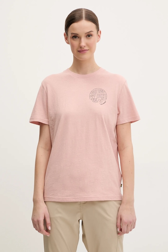 Fjallraven t-shirt Hemp Blend Out Here nadruk różowy F14600215