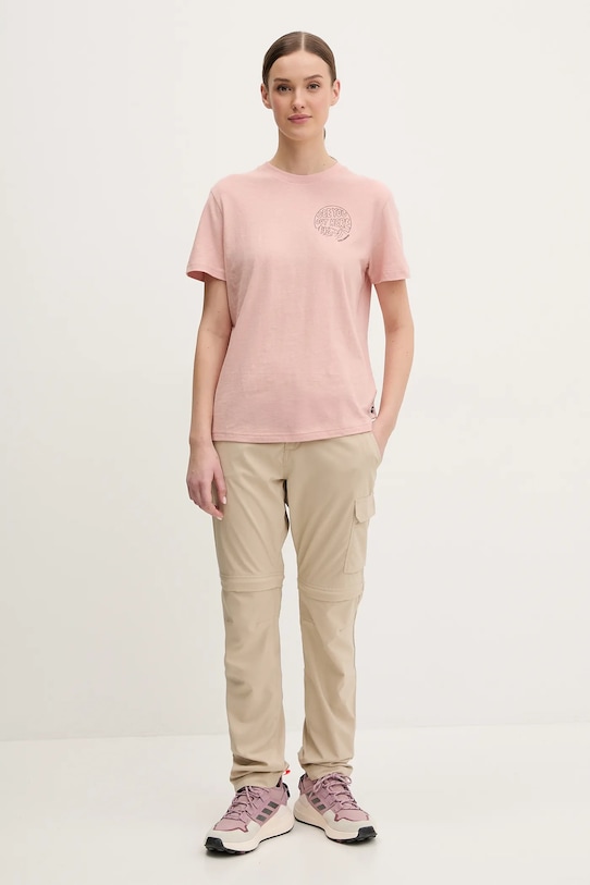 Fjallraven t-shirt Hemp Blend Out Here F14600215 różowy SS25