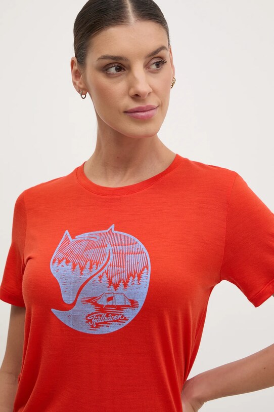 Fjallraven tricou sport Abisko Wool Fox portocaliu F84118