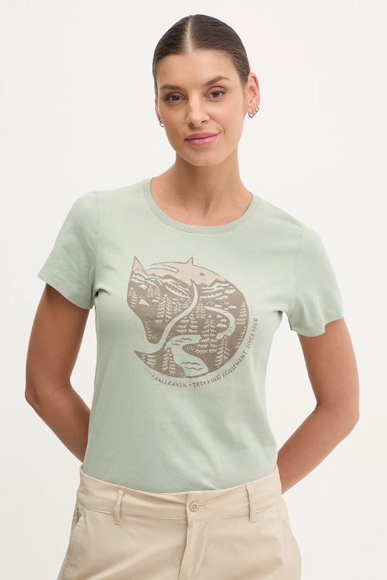 Fjallraven tricou Arctic Fox print verde F89849