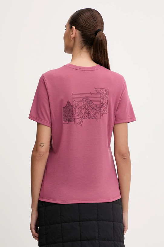 Odzież Jack Wolfskin t-shirt sportowy Vonnan Graphic A63953 różowy