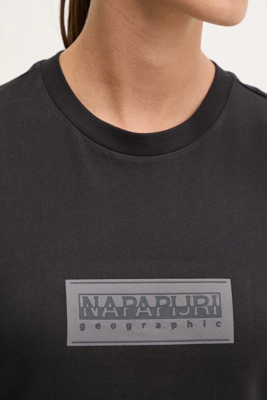 Памучна тениска Napapijri S-Box NP0A4IP10411 черен