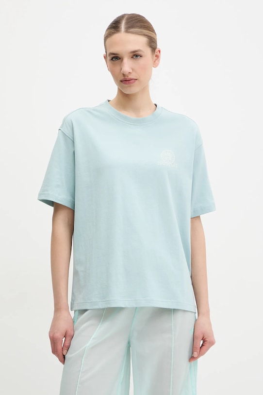 Bavlnené tričko Napapijri S-Nice potlač tyrkysová NP0A4IG4G1W1