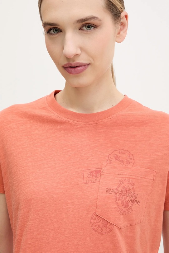 Napapijri t-shirt bawełniany S-Eclair pomarańczowy NP0A4IG1A691