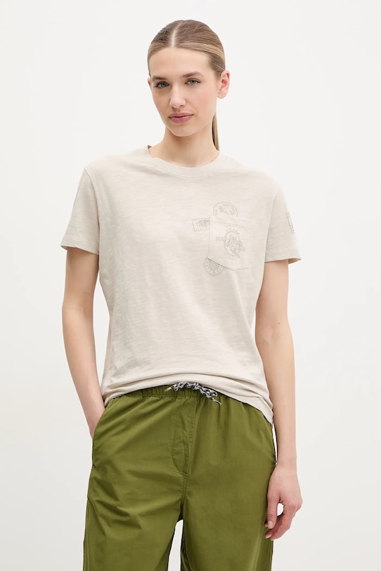 Napapijri tricou din bumbac S-Eclair print bej NP0A4IG1N901