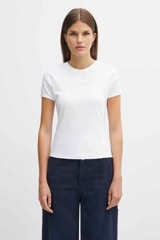 Coperni t-shirt bawełniany Crystal Logo okrągły biały COPJS07CRF5017