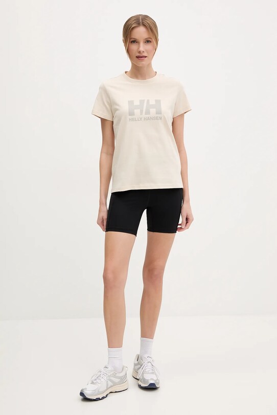 Helly Hansen t-shirt bawełniany HH LOGO 54593 beżowy SS25