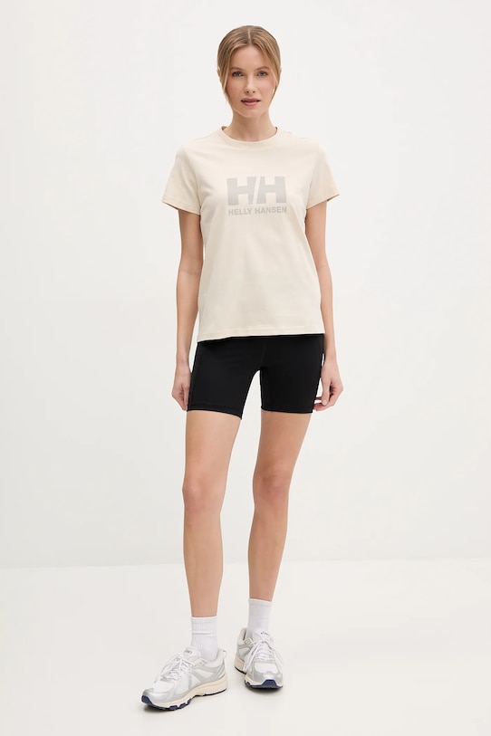 Helly Hansen t-shirt bawełniany HH LOGO 54593 beżowy AW25