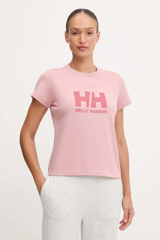 Helly Hansen t-shirt bawełniany HH LOGO nadruk różowy 54593