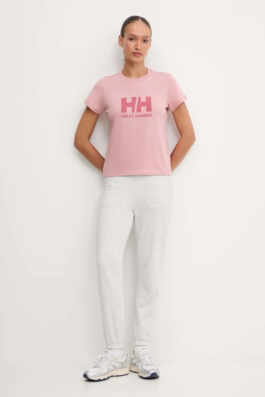 Helly Hansen t-shirt bawełniany HH LOGO 54593 różowy AW25