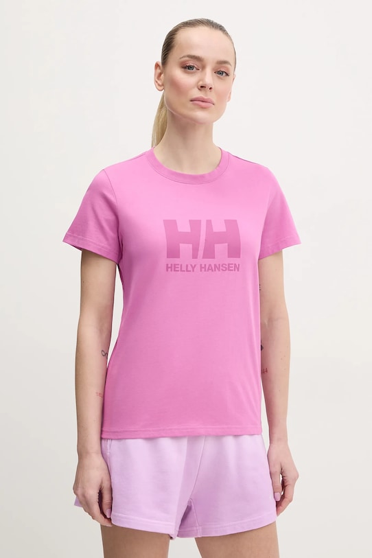 Helly Hansen tricou din bumbac HH LOGO print violet 54593