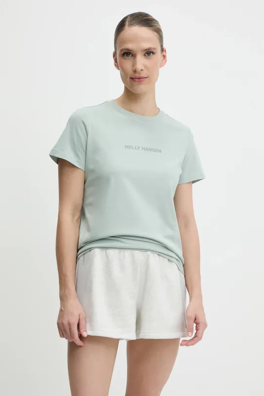 Helly Hansen t-shirt bawełniany CORE nadruk zielony 54591