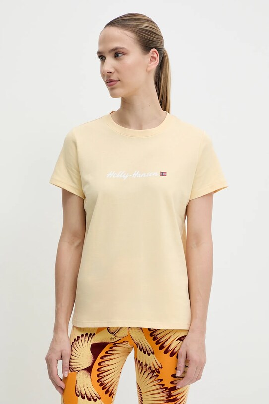 Βαμβακερό μπλουζάκι Helly Hansen CORE GRAPHIC βαμβάκι μπεζ 54592