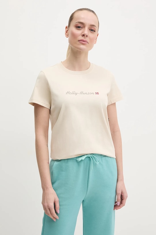 Памучна тениска Helly Hansen CORE GRAPHIC стандартна бежов 54592