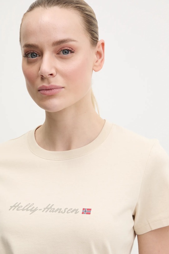 Памучна тениска Helly Hansen CORE GRAPHIC бежов 54592