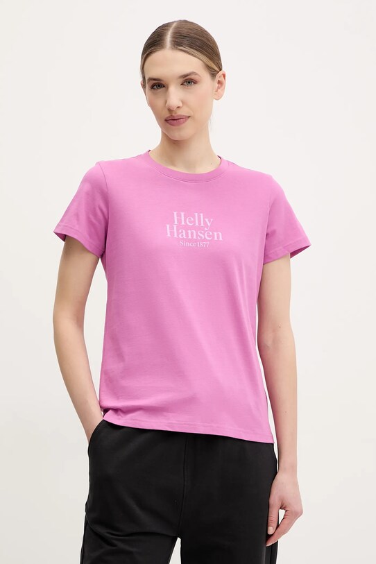 Helly Hansen t-shirt bawełniany CORE GRAPHIC nadruk fioletowy 54592