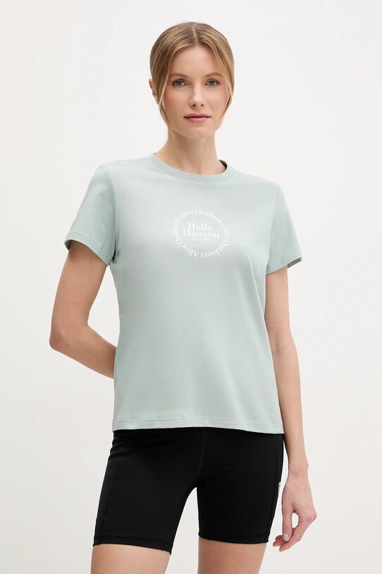 Helly Hansen t-shirt bawełniany CORE GRAPHIC nadruk zielony 54592
