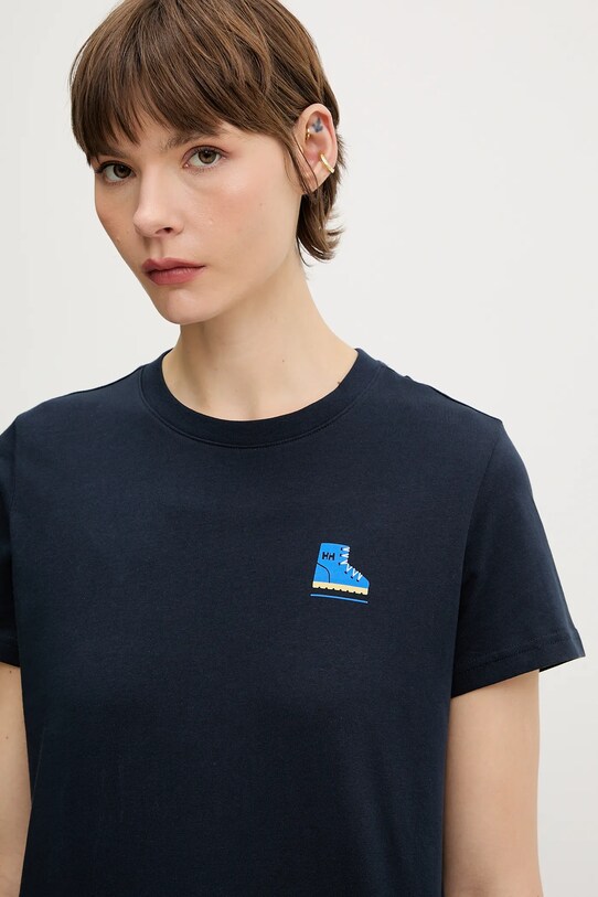 Βαμβακερό μπλουζάκι Helly Hansen MASSIF GRAPHIC σκούρο μπλε 54595