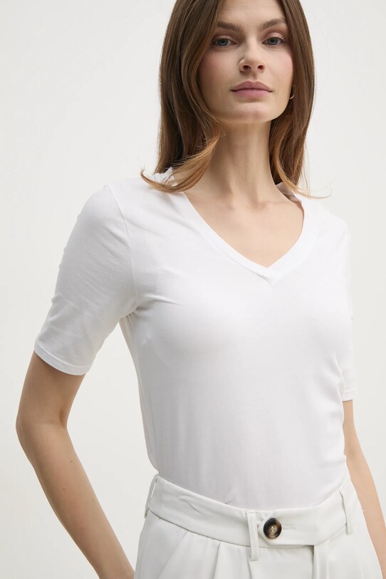 United Colors of Benetton t-shirt z elastanem beżowy 3ZQM3M078