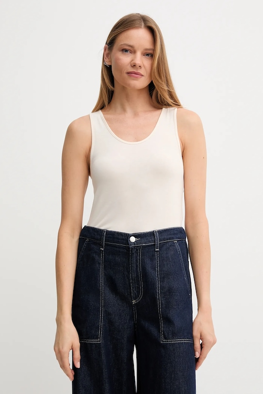 United Colors of Benetton top z elastanem beżowy 3OVL1H00C