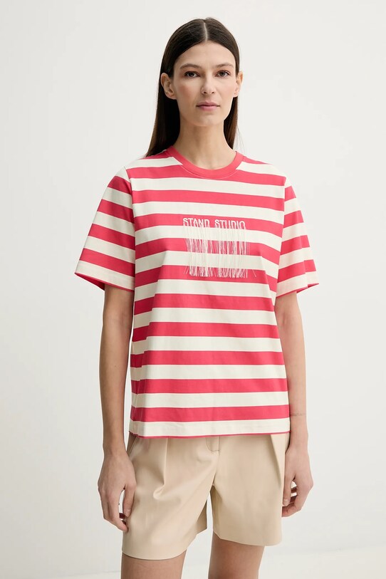 Stand Studio t-shirt in cotone Hallie applique rosso 62205.8500