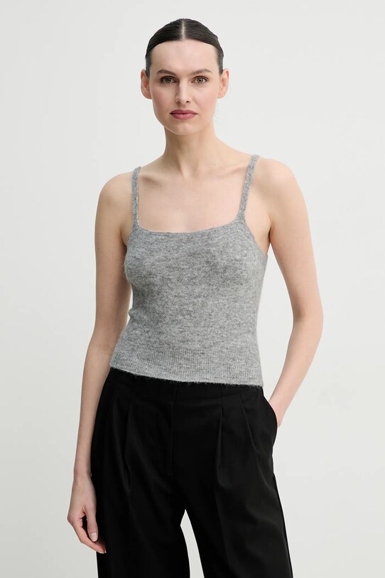 Шерстяной топ Samsoe Samsoe SANOURA slim серый F25100054