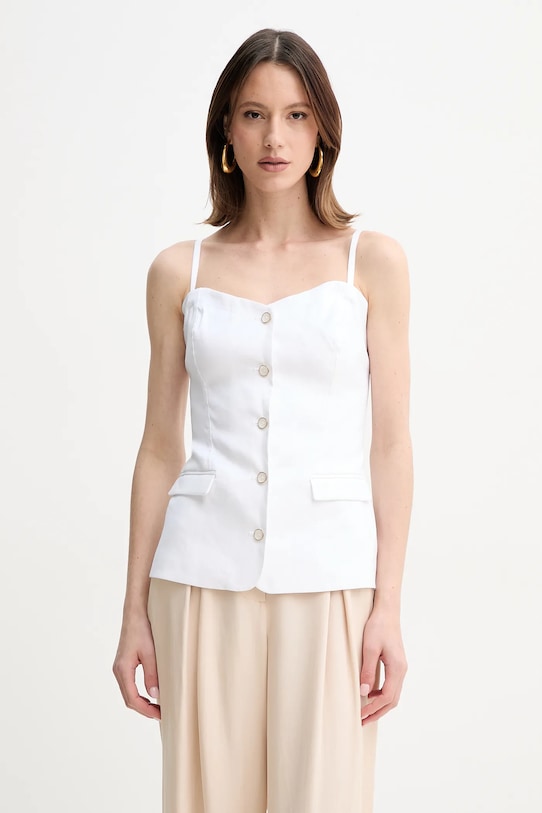Ľanová blúzka Guess ISABEAU slim biela W5GH0L.WH5L2