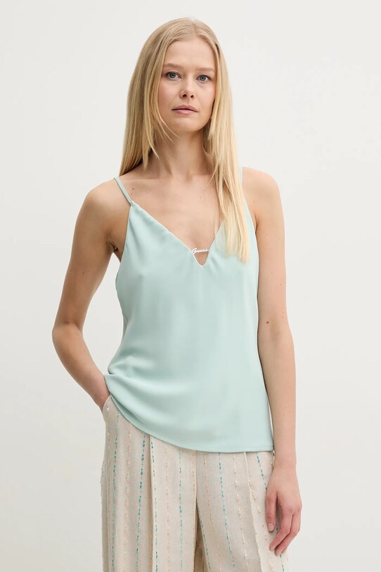 Guess bluzka CAROLINE regular turkusowy W5GH58.WGLD2