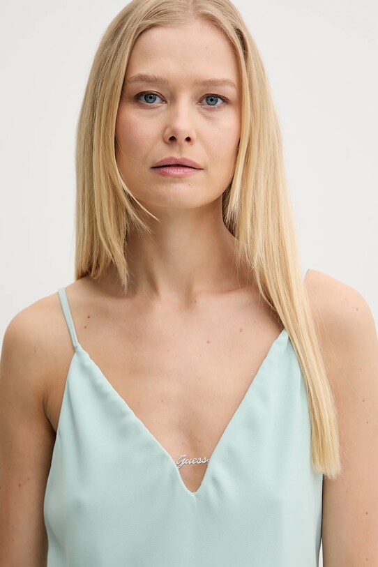 Guess bluzka CAROLINE turkusowy W5GH58.WGLD2