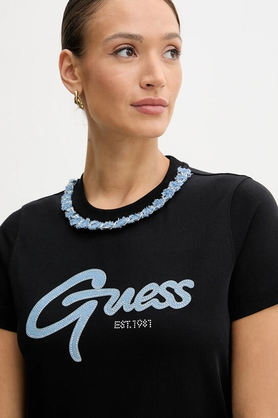 Памучна тениска Guess черен W5GI03.I3Z14