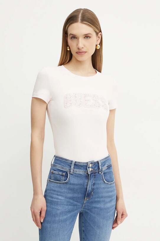 Футболка Guess з еластаном рожевий W5GI04.J1314